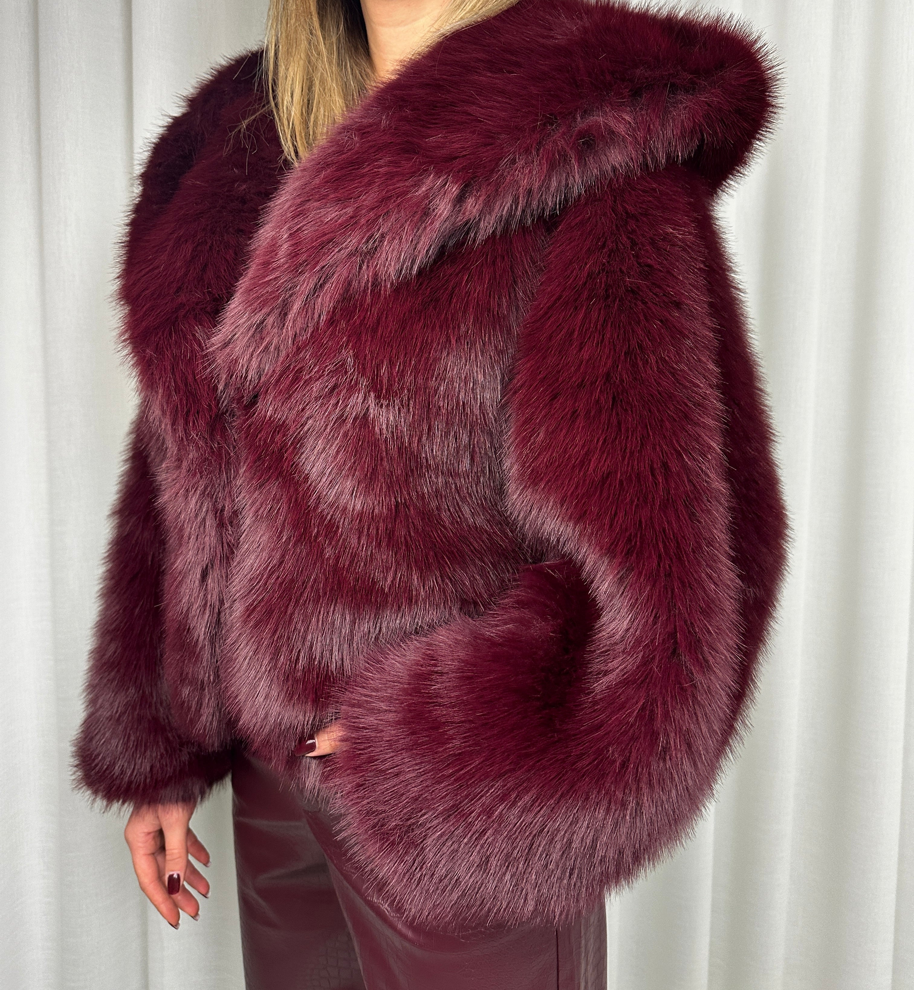 Giacca Soho in ecopelliccia – Bordeaux