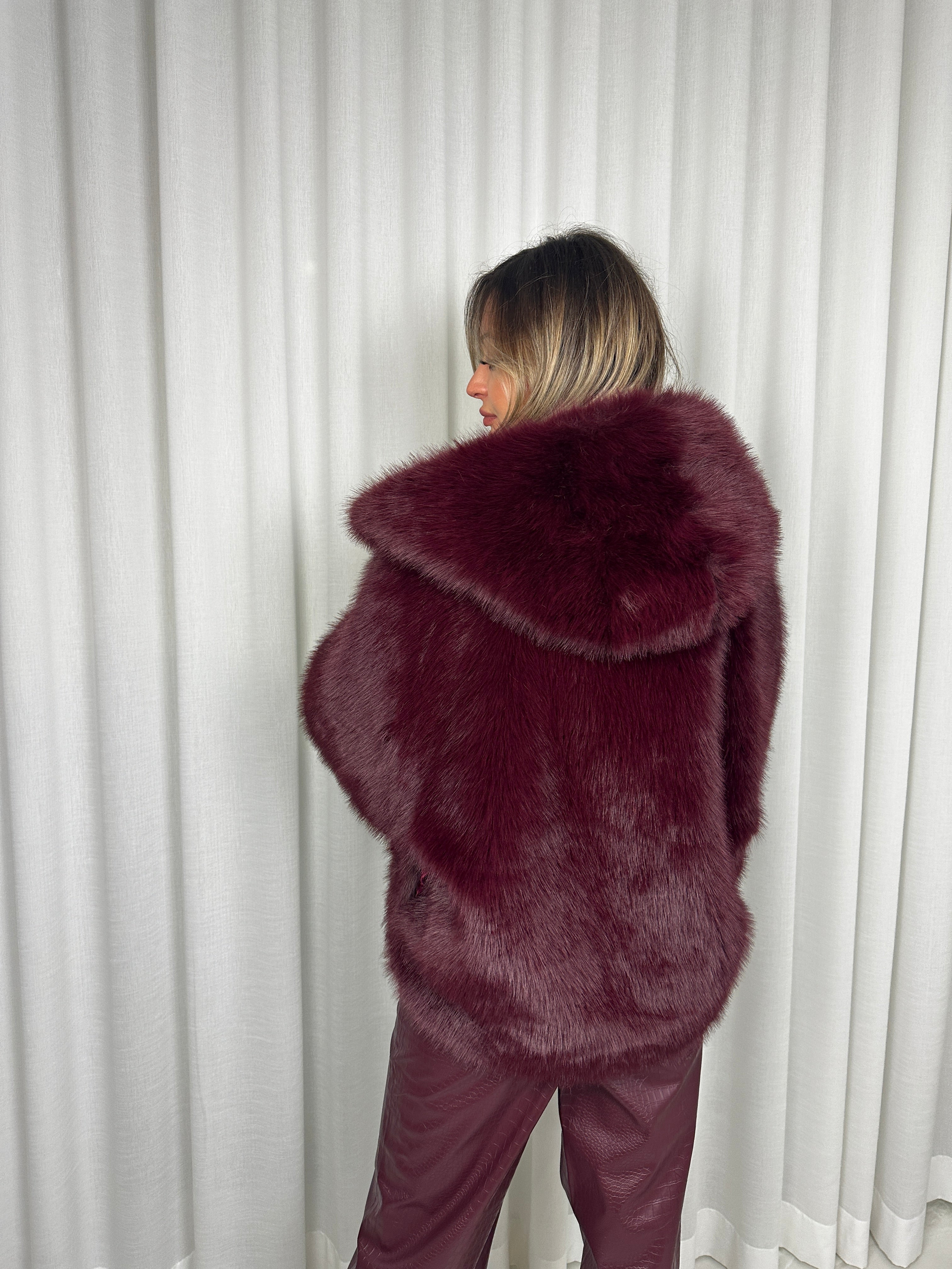 Giacca Soho in ecopelliccia – Bordeaux