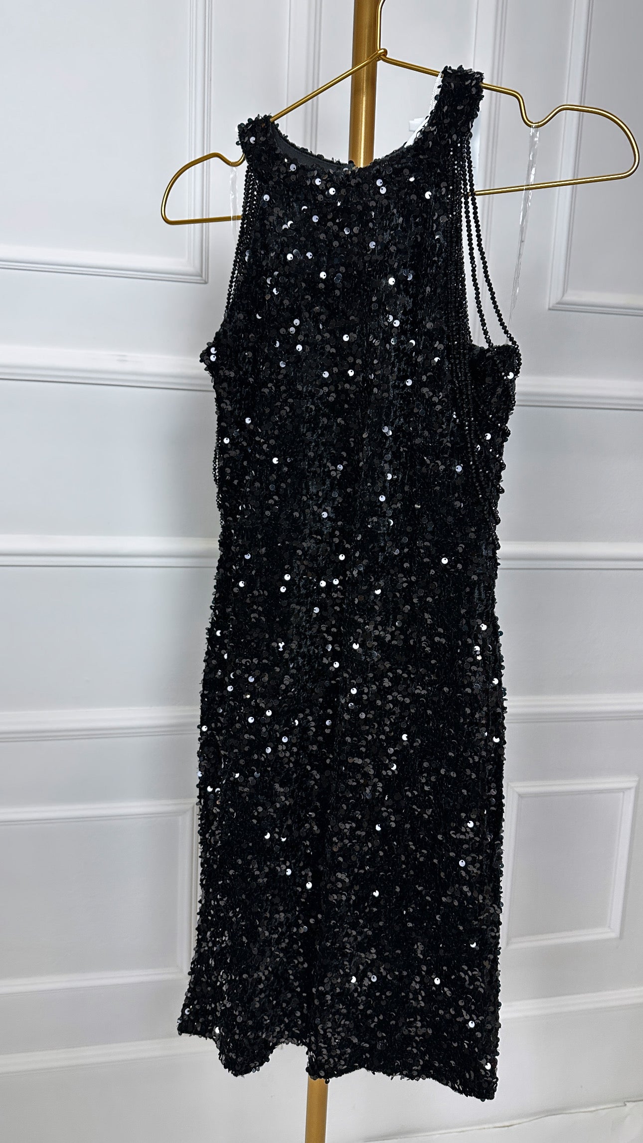 Abito.mididress.rosso.nero.paillettes.elegante.colezione.crboutique