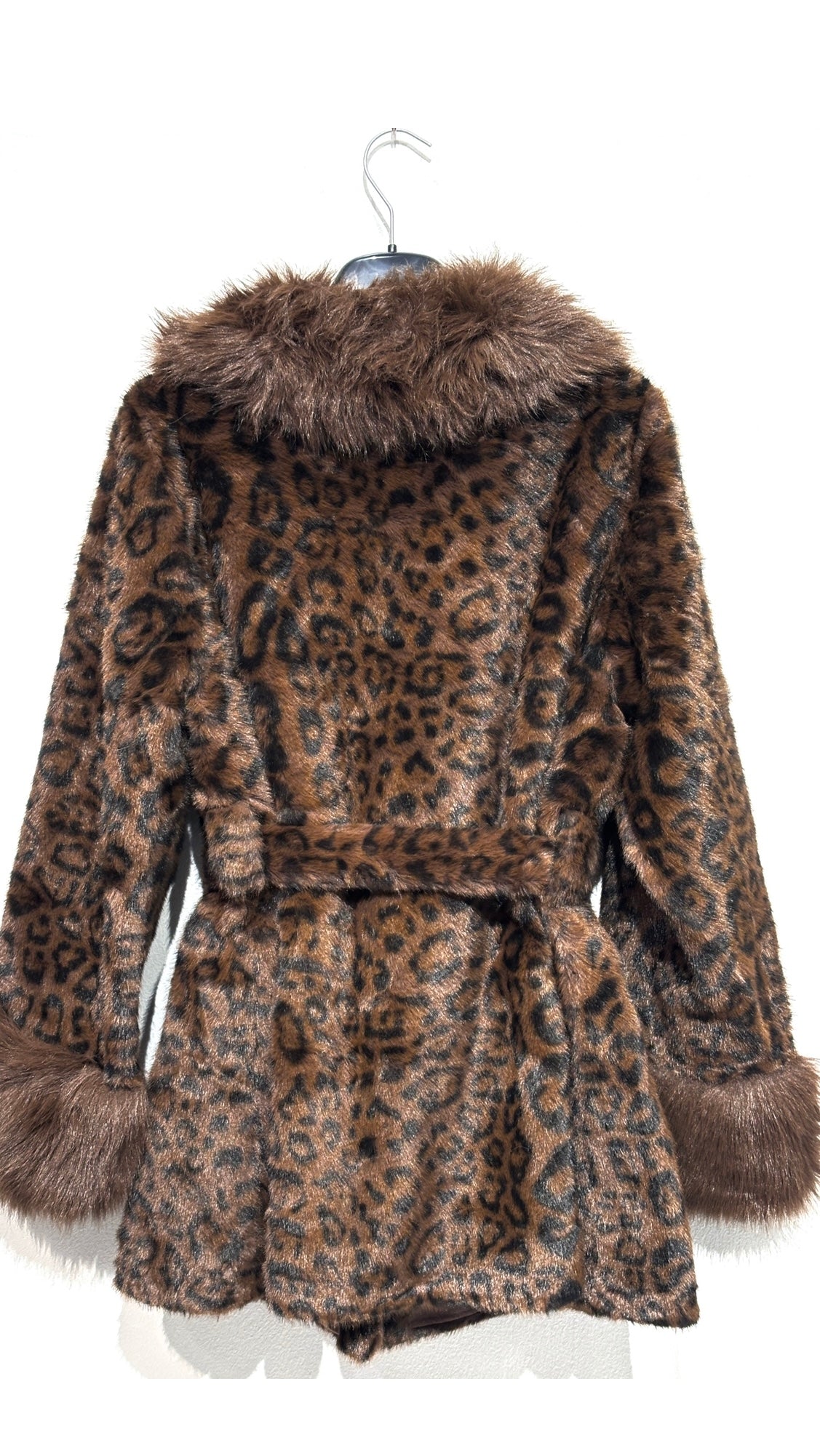 Giacca Manhattan leopardata con ecopelliccia – Marrone