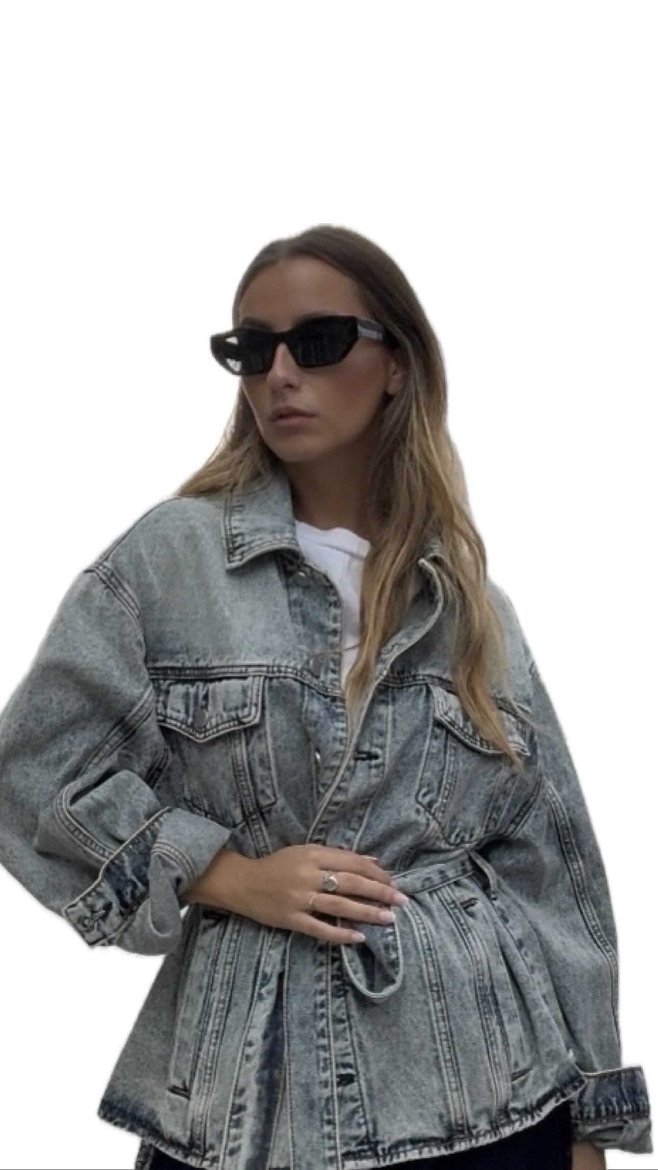 Giacca Sierra in denim con cintura – Lavaggio chiaro