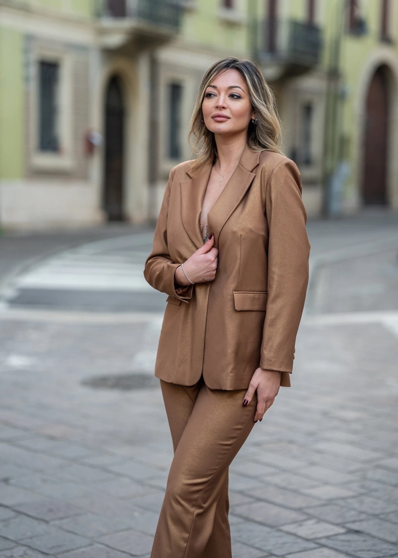 Tailleur Satin Caramel- Beige