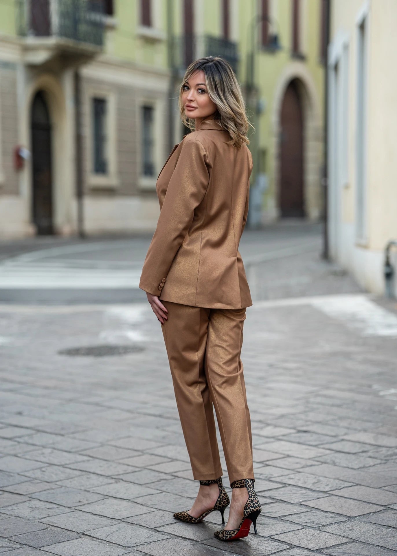 Tailleur Satin Caramel- Beige